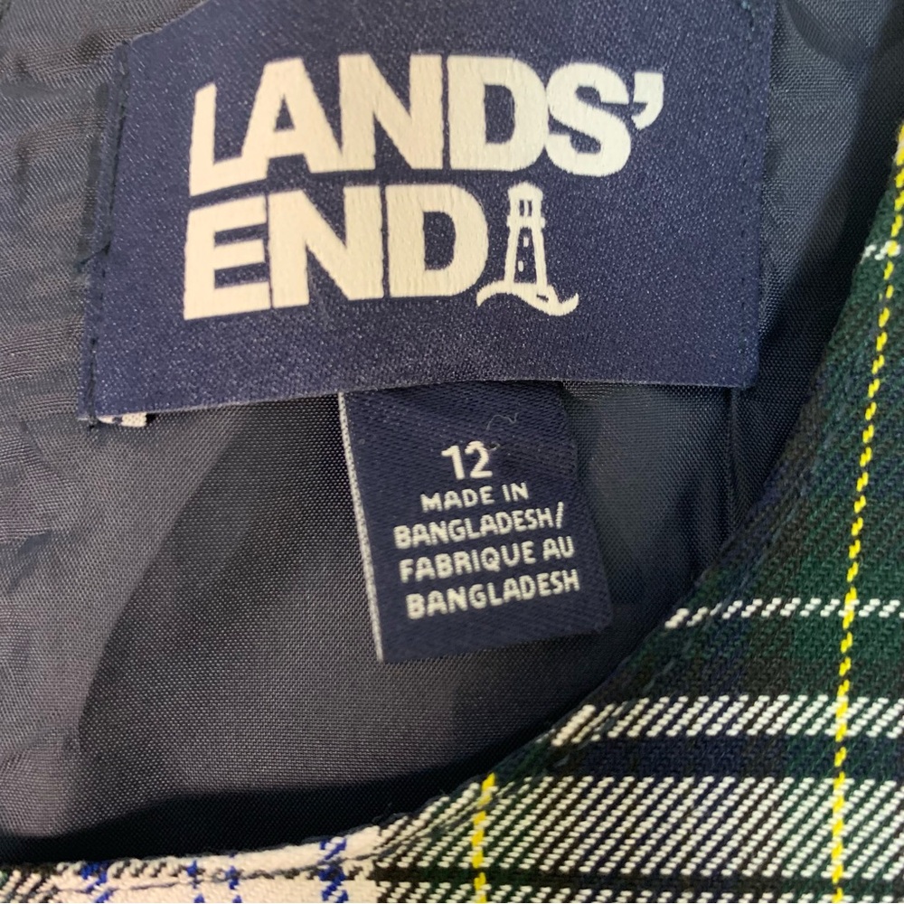Lands End Youth Girls 12 School Uniform Plaid Jumper Dress Skirt Blue‎ Green - Picture 3 of 9
